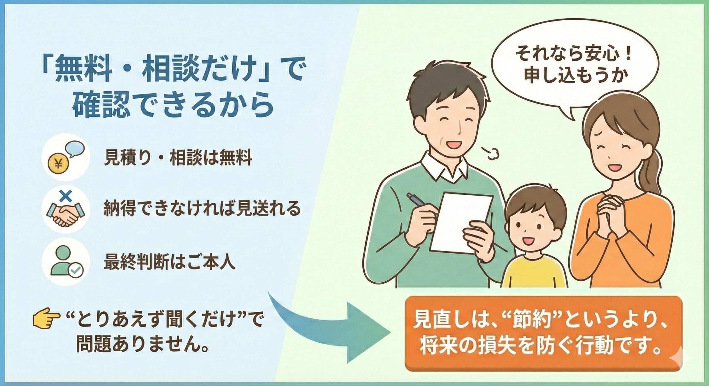 無料相談だけで確認できるら